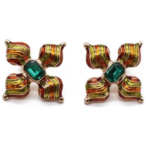 Geometry Earrings-Stud Enamel Mixed Colours Pretty Popular Retro Alloy Temperament