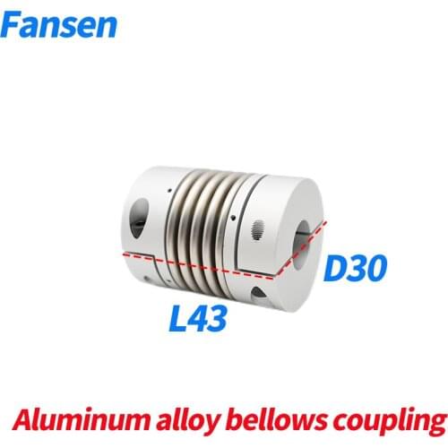 D30L43 Corrugated Bellow Coupling Elasticity CNC Aluminium Alloy Stepper Motor Coupler Shaft Couplings 3D Printer Connector