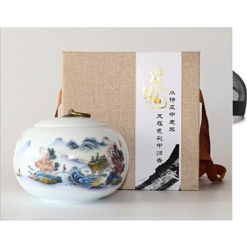 Manufacturers selling ceramic tea pot retro large ceramic gift catty installed tea packing sealing tank