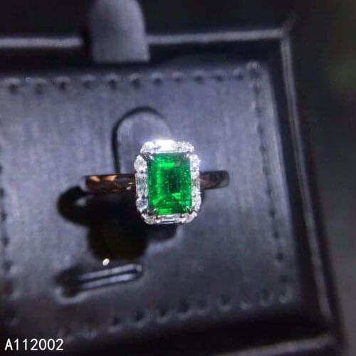 KJJEAXCMY fine jewelry natural Emerald 925 sterling silver new adjustable gemstone women ring support test beautiful lovely