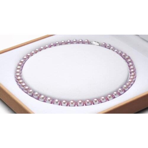 Classic 9-10mm south sea round lavender pearl necklace 18inch silver