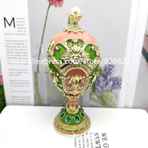 Faberge Style Egg Shaped Trinket Box Hinged Egg Ring Holder Pearl Egg Figurine Boxe Decor egg Jewelry Organizer Gift