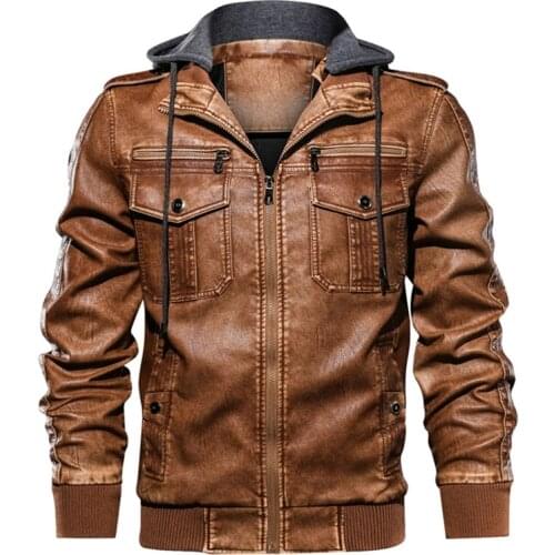 Y2K Men Winter Leather Jacket Fashion Mens Fleece Thicken Warm Casual Fall Winter Hoodie PU Jacket Men Fashion Motorcycle Jacket