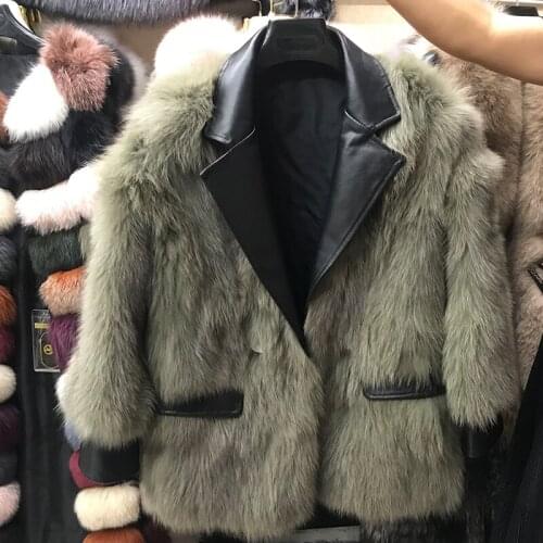 Top Selling fur coats real fox fur jacket 2020 elegant suit collar overcoat warm fashion short biker jacket