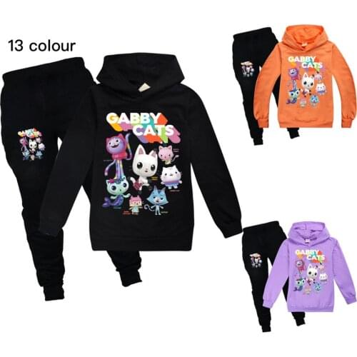 Fancy Kids Clothing Sets for Boys Christmas Costume Gabby Cats Set Long Sleeve Childrens Sportswear Set Hoodies Tops+Pants Suit
