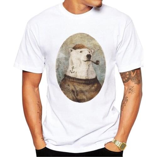TEEHUB Fashion Retro Tiger Men T-Shirt Hipster Vintage Polar Bear Printed t shirts Short Sleeve Tshirts Cool Essential Tee
