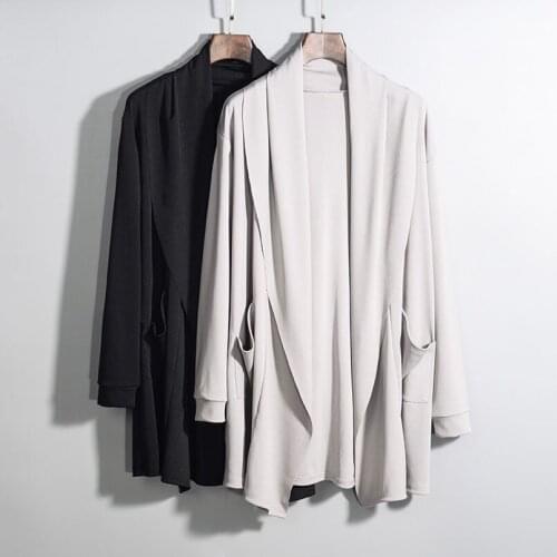 2021 Men Solid Sweatshirts Black Hip Hop Mantle Hoodies Fashion Jacket long Sleeves Cloak Coats Outwear Hot Sale