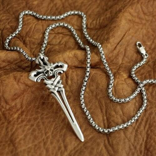 Huge Devil Cross Pendant 925 Sterling Silver Mens Biker Punk TA93