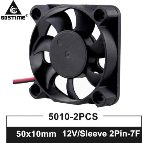 Gdstime 2 Pieces 12V 5010 50mm Fan 50x50x10mm 5010 Cooling Fan 5cm PC Laptop Computer Cooler DC Brushless Heatsink Fans