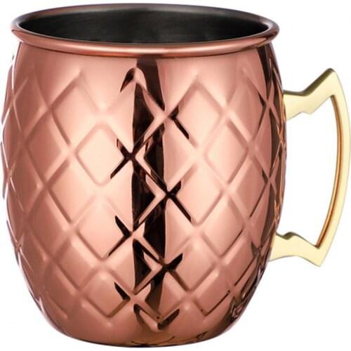 550ml High Capacity Handle Beer Cup Eco-friendly Corrosion Resistant Stainless Steel Copper Plated Beer Cup Supplies