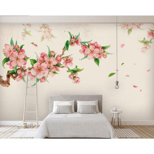 Custom Begonia flowers hand-painted flowers and birds wallpaper living room bedroom backdrop waterproof papel de parede