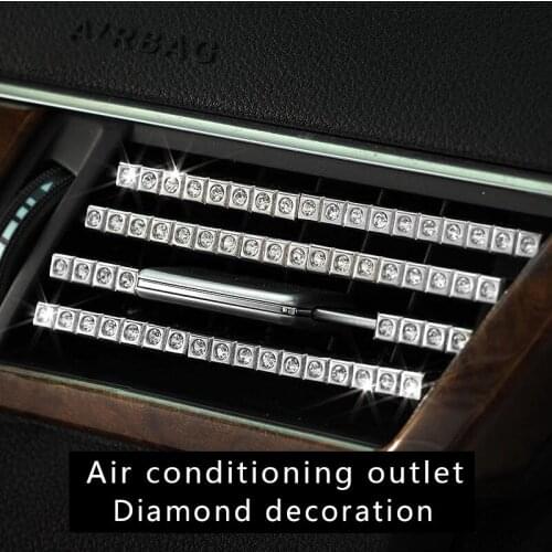 Luxurious 1sets=8pcs Car outlet decorative stickers diamond shine air conditioning vent diamond crystal car outlet decoration