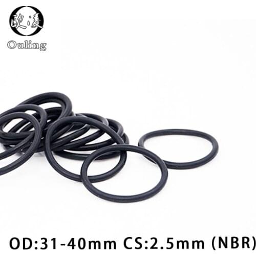 20PC/lot Rubber Ring Black NBR Sealing O Ring OD31/32/33/34/35/36/37/38/40*2.5mm Thickness O-Ring Seal Gasket Oil Ring Washer