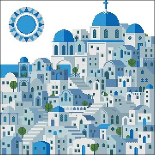 Blue castle patterns Counted Cross Stitch 11CT 14CT 18CT DIY Chinese Cross Stitch Kits Embroidery Needlework Sets