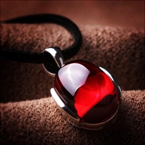 High quality 925 Sterling silver Necklace cute Pendant with chain nature stone red garnet female women jewelry girlfriend gift
