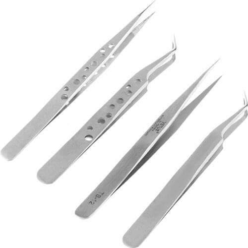 1PC New Professional Useful Anti-Static False Eyelash Tweezers Tool Eyelash Extension Clip Nail Deco Plier Stainless Steel Tool