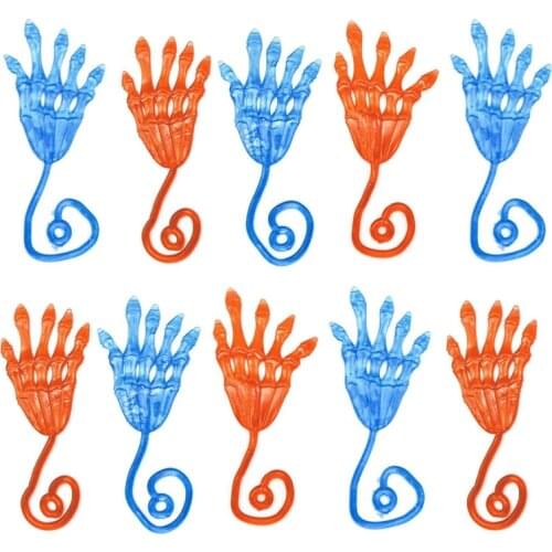 10 Pcs Stretchy Skeleton Palm Sticky Hands Sensory Bendable Toy Kids Birthday Bag Pinata Filler Halloween Party Favors
