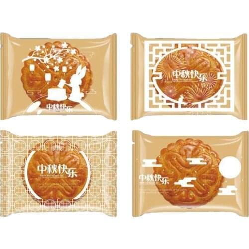 100 Pcs Autumn Eve Flower Bird Pattern Moon Cake Bags Plastic Cookie Candy Bag Mid-Autumn Festival Mooncake Packaging