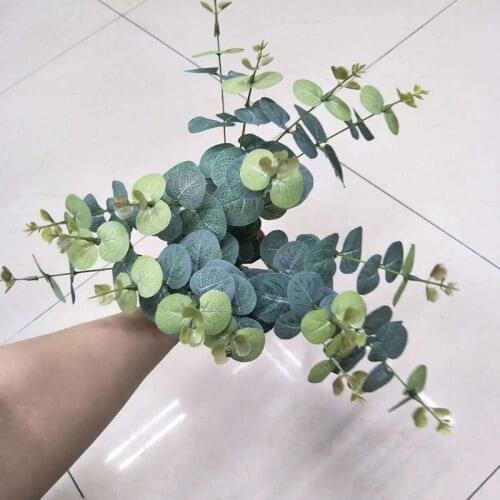 16 Heads Artificial Leaf Eucalyptus Leave Bouquet Silk Artificial Fake Leaves Home Decoration DIY Flower Plant Faux Foliage