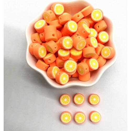 30pcs 10mm Fruit Pattern Beads Polymer Clay Spacer Loose Beads for Jewelry Making DIY Handmade Bracelets Accessories #08