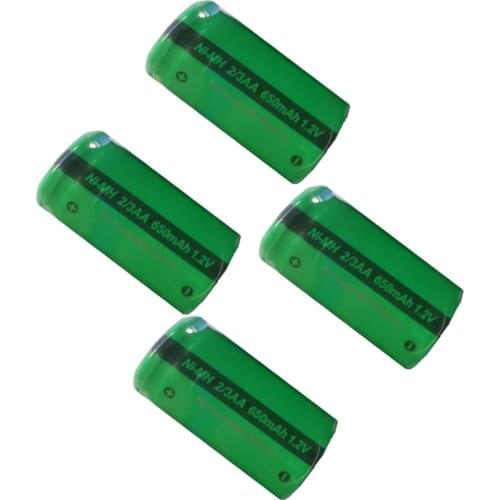 4x 2/3AA Ni-MH Battery 1.2V 650mAh Rechargeable Battery For Soldering Flat Top