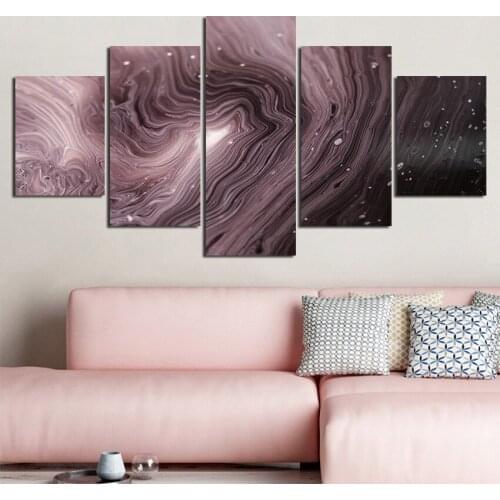 5pcs Nordic Style Abstract Painting Starry Sky Lavender Irregular Poster HD Printing Canvas Painting Frameless Style Decoration