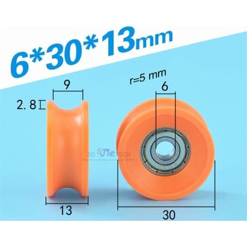 6*30*13mm Package plastic bearing wheel, guide wheel, M6 screw thread, POM mute, 30mm diameter 10mm, guide rail