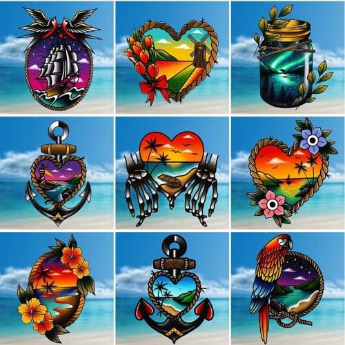 Diamond Painting Loving Heart 5D DIY Full of Rhinestones Landscape Picture Cross Stitch Manual Decorative Painting Gift