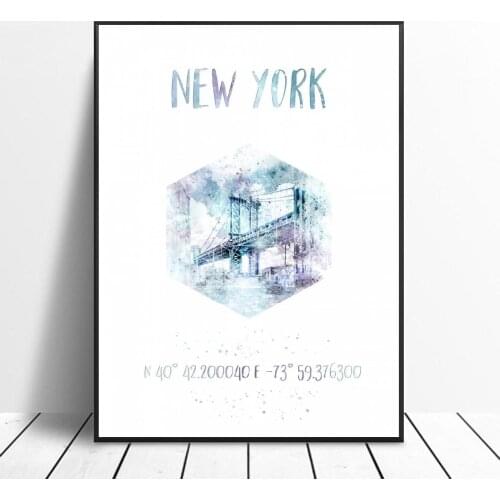 AnhattanBridge Coordinate Canvas Painting Wall Art Pictures prints home decor Wall poster decoration for living room