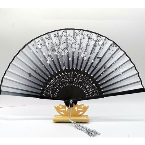 Bamboo two green folding fan children Chinese ancient fan folding fan hand fans folding chinese silk dancing fan bamboo fan