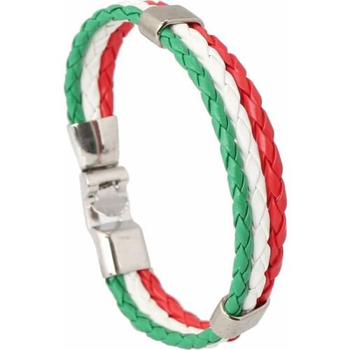 Fashionable Joker Women Mens Fashion PU Imitation Leather Bracelet Simple Personality World Cup Flag Color Jewelry Accessories