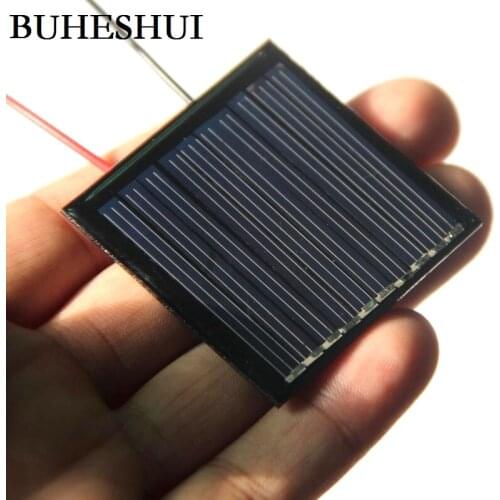BUHESHUI Epoxy 0.25W 5V Mini Solar Cell+Cable Polycrystalline Solar Panel Charger Module DIY Toy Education Study 45*45MM 10pcs
