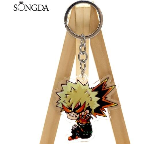 SONGDA New Anime My Hero Academic Acrylic Keychain Cartoon Figures Key Chain Quality Double Sided Car Keying Decoration Gifts