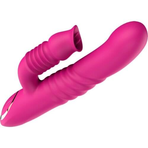 Dual Sucking Vibrators Telescopic Heating Rabbit Dildo Vibrator Automatic Clitoris Massage Sex Machine For Woman