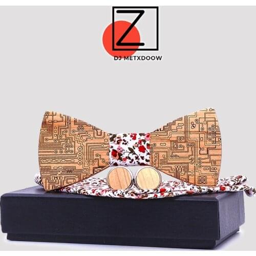 Integrated circuit board Gentleman Bow Ties Handmade Butterfly Wedding Party Bow Ties Wooden Tie for Man Set cadeau homme
