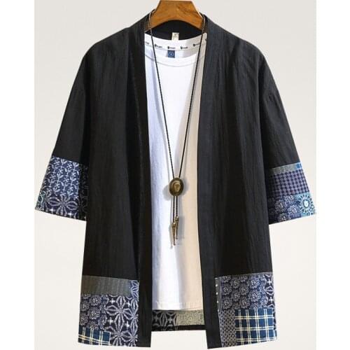 Cotton Linen Shirt Jackets Men Chinese Streetwear Kimono Shirt Coat Men Linen Cardigan Jackets Coat Plus Size 5XL