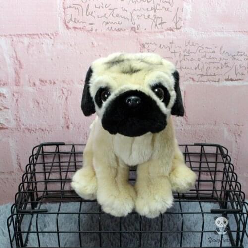 Kawaii Stuffed Animal Doll Toys Real Life Plush Pug Model Soft ChildrenS Birthday Gifts Simulation Dogs