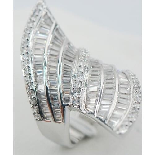 Micropave Crystal Zircon White Crystal Zircon 925 Sterling Silver Ring Size 6 7 8 9 10 11 A15