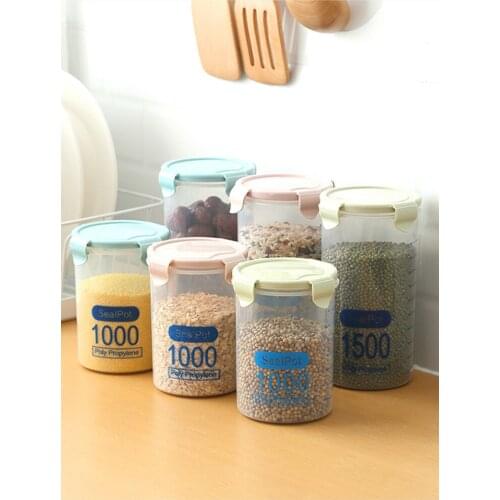 Kitchen plastic PP material fresh-keeping sealed can five grains coarse cereals household grain storage tank food storage box