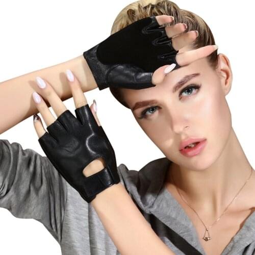 Summer 2020 Ms. Half Finger Gloves Sunscreen Driving Anti-Slip Fitness Real Leather Upgrade Semi-Finger Womans Gloves NS09-1