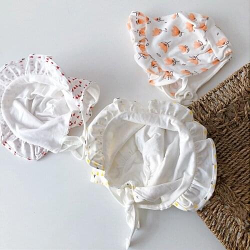 Infant Baby Cute Hat Lace Cotton Childrens Big Brim Hat Sunhat Soft Cotton Flower Bonnet Hat for Newborn Babies Summer