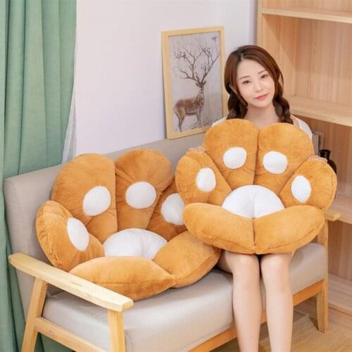 2 Sizes Cat Bear Paw Plush Seat Cushion Indoor Floor Stuffed Sofa Colorful Animal Decor Pillow for Children Grownups Gift