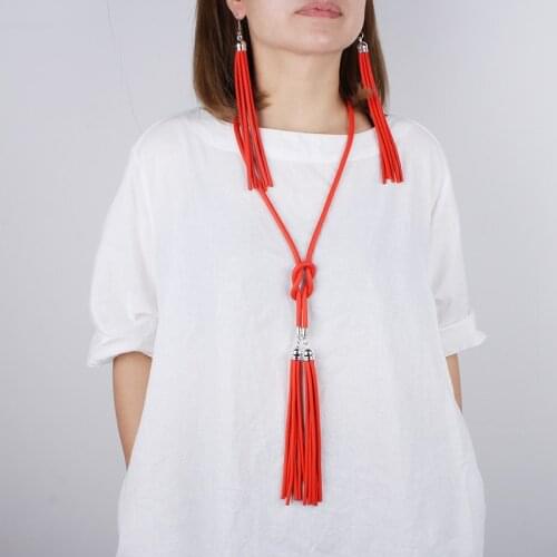 YD&YDBZ Multicolor Rubber Tassel Jewelry Sets Handmade Pendant Necklace And Drop Earring Set Fashion Design Rubber Accessories