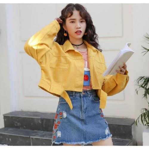 Spring New Womens Denim Jacket All-Match Long-Sleeved Short Coat Ladies Loose Blouse Retro Streetwear Outerwear