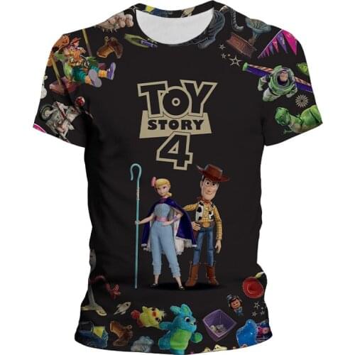 2021 New Pixar Toy Story 3D Cartoon Mens Short Sleeve T-shirt Cotton Kids Baby Boy Girl Buzz Woody Summer Clothes Top Tee