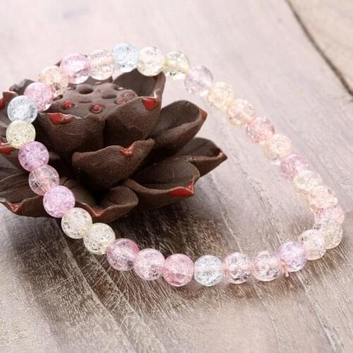 New Sweet Candy Color Beads Bracelet for Women Girls Beautiful 6mm 8mm 10mm Crystal Beads Stretch Bracelets Bangles Jewelry Gift