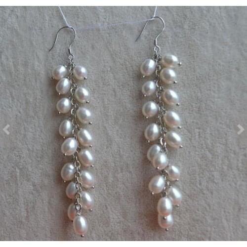 New Classic Favorite Pearl Jewelry Real Pearl Earrings 6-7mm White Freshwater Pearl Earring Silvers Hook Fine Women Gift Jewelry