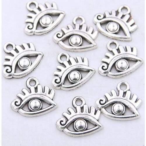 60PCS 10*12MM Picture Color New Zinc Alloy Vintage Beautiful Eyes Charm Pendants Jewelry Making DIY Handmade Craft