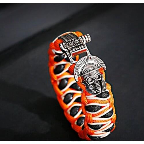 Charm Mens Roman Warrior Paracord Braided Bracelet Handmade Rope Bracelet Hiking Camping Outdoor Survival Aid Kits Parachute