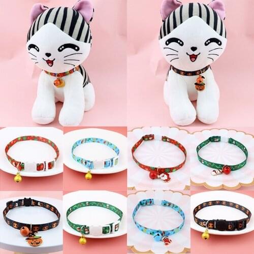 Halloween Cat Necklace Collar With Bell Adjustable Buckle Collar Cat Pet Supplies Cats Small Dog Accessories Collar Pet Supply